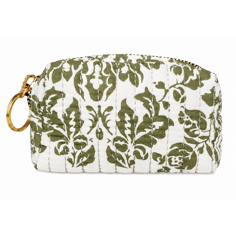 (image for) 2320 Olive Floral Quilted Coin & Cosmetic Pouch